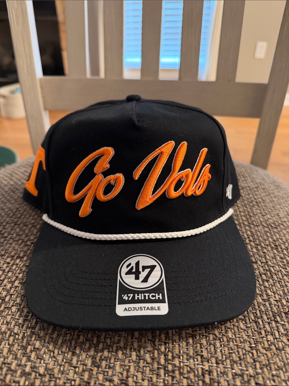 47 Kids Black and Orange "Go Vols" Rope-Trim Adjustable Hat